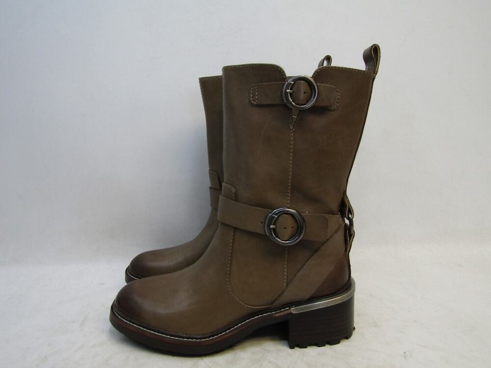 VINCE CAMUTO Womens Size 6.5 B Brown Leather Zip Buckle 9" Shaft Boots